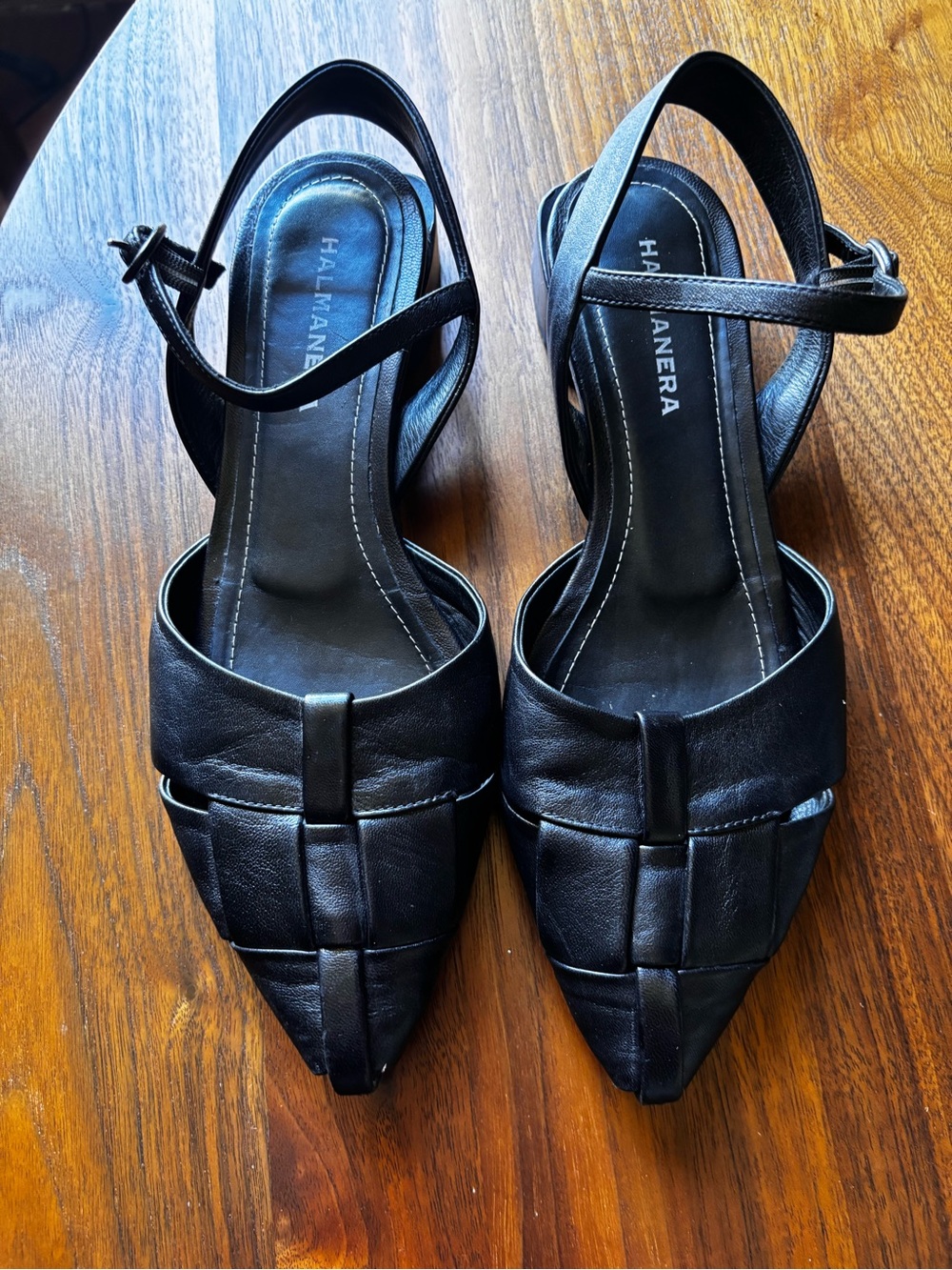 Halmanera Woven Leather Slingback Low Heels IT